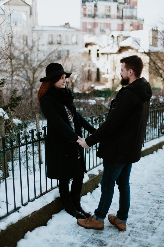 séance couple montmartre neige
