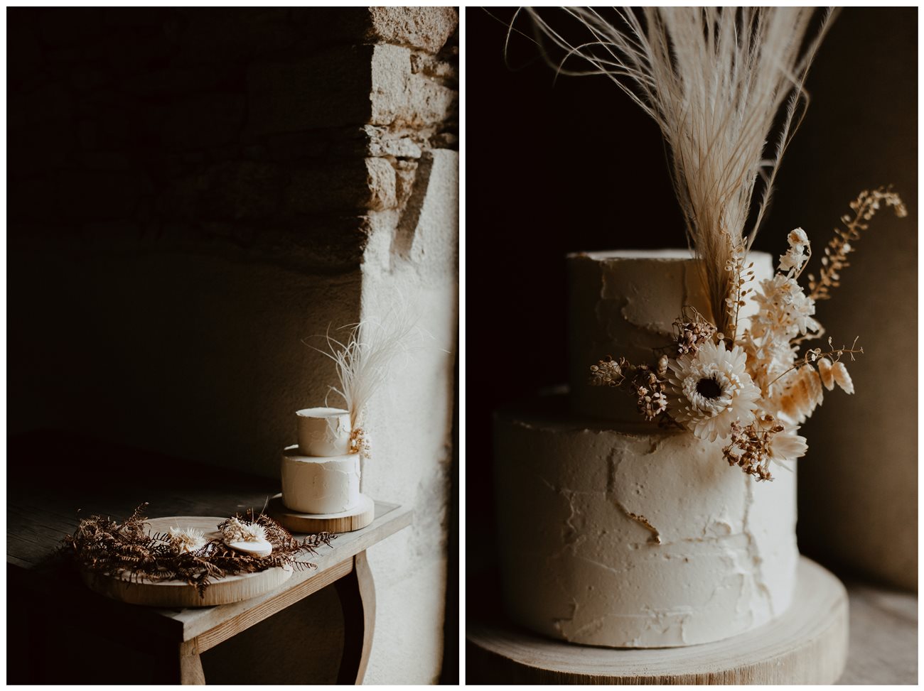 mariage bohème détails gâteau et sablés nude fleuris Petite Douce