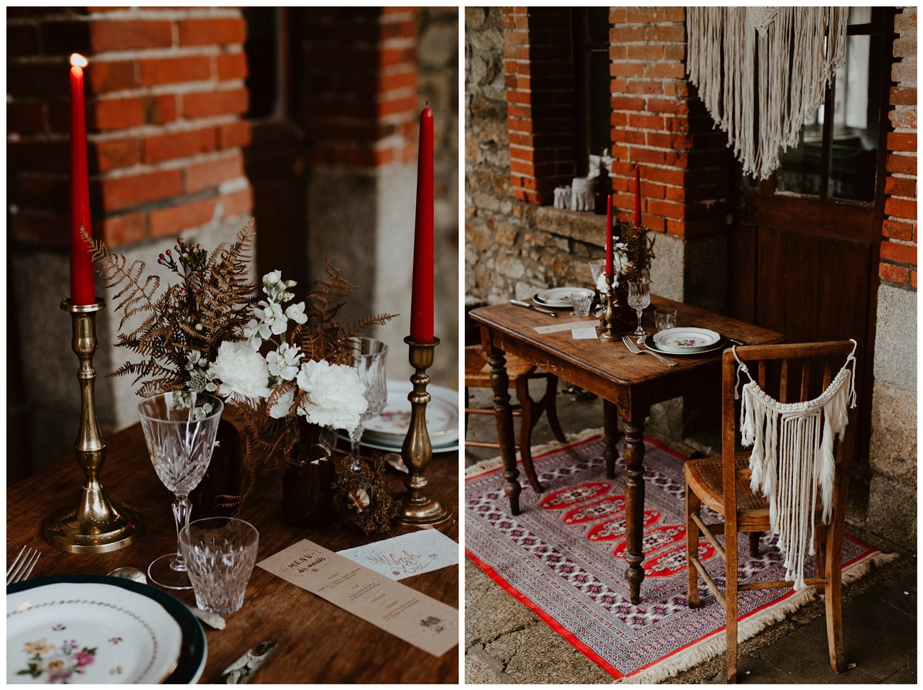 mariage bohème décoration table extérieur détails