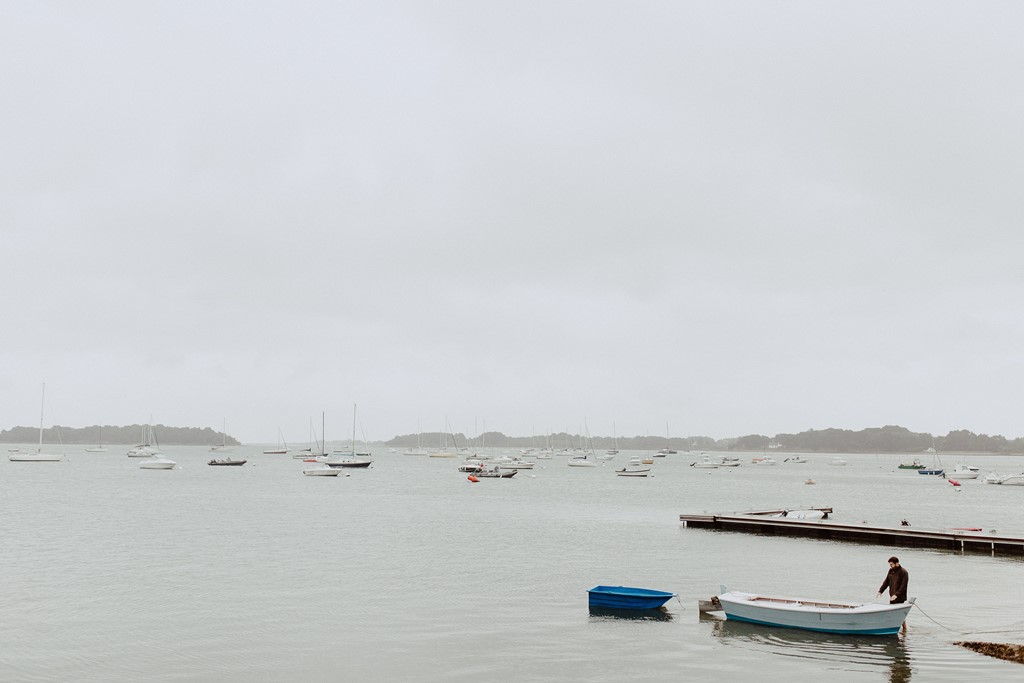 photo mer bateaux pêcheur ciel gris