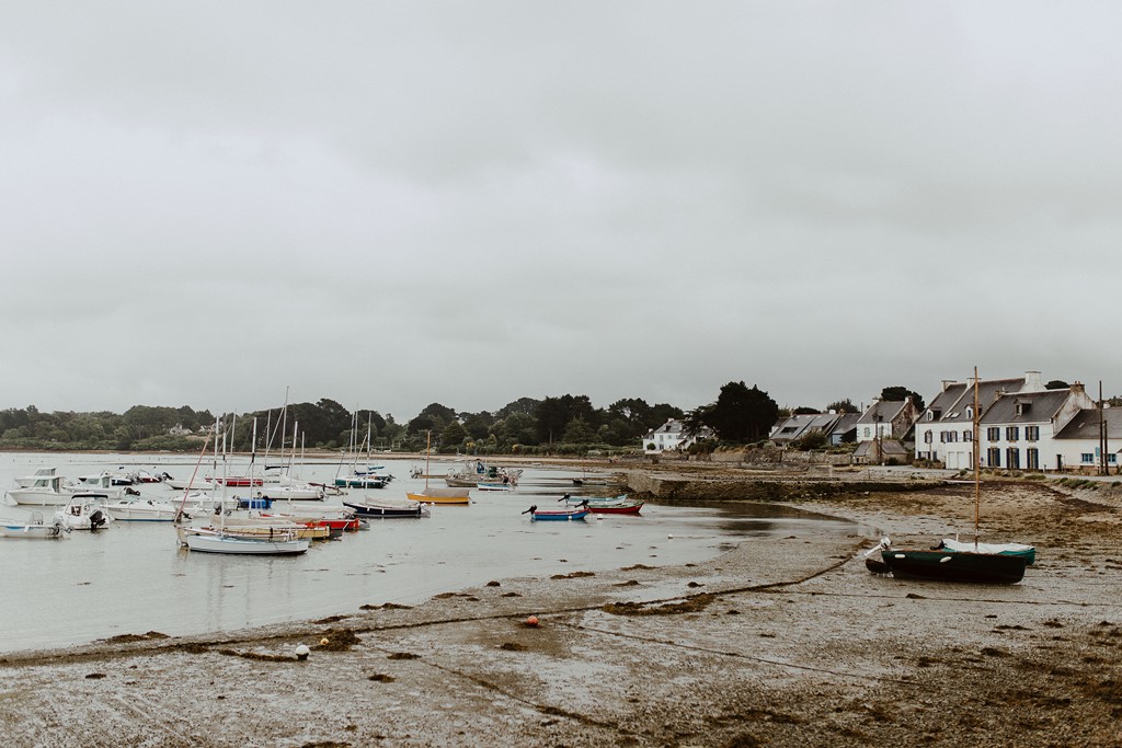 photo paysage port du Logeo Sarzeau plage ciel gris pluie
